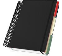 Carnet de notes à spirales A4 - 120 feuilles - Noir - Couverture souple