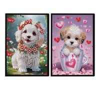 Carnet De Notes A5 Peinture Diamant 2 Pièces Diy 5d Diamant Peinture Carnet A5 Journal Chiens Carnet De Croquis Journal Journal Livre Femmes Bloc-Notes Cadeaux Anniversaire Noël Carnets