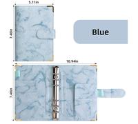 Carnet de planification budgétaire A6 à reliure spirale, motif marbre, bleu