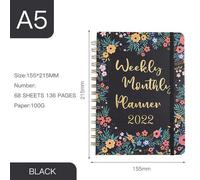 Carnet De Planification Des Fleurs, Planificateur Quotidien, Année, Calendrier, Spirale A5, Livre En Anglais, Gestion Du Temps, 2022
