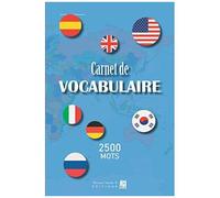 Carnet De Vocabulaire: V2-8 Avec Index Cahier Ligné À Remplir Doublé Deux Colonnes 100 Pages 2500 Mots Format A5 15,24cm X 22,86cm Bleu Icone