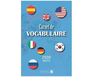 Carnet De Vocabulaire: V2-8 Avec Index Cahier Ligné À Remplir Doublé Deux Colonnes 100 Pages 2500 Mots Format A5 15,24cm X 22,86cm Bleu Icone