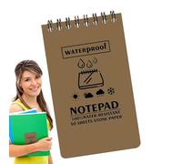 Carnet d'écriture sous la pluie, carnet de notes en papier imperméable, bloc-notes étanche - Portable Pocket Notepad, Top Spiral Memo Notepads 50 Pages pour l'enregistrement scolaire de travail
