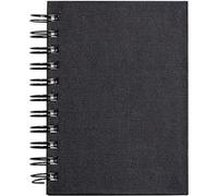 Clairefontaine 34258C Carnet Spiralé Goldline - 64 Feuilles Papier Dessin Blanc - A6 10,5x14,8 cm 140g - Format Portrait - Couverture Rigide Noire Imitation Toile
