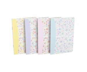 Carnet Oxford Flowers 9x14cm ligné 6mm 60 pages agrafées couverture carte coloris assortis
