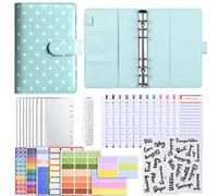 Carnet planification budgétaire à spirale A6 à points - Bleu clair avec 12 8 et