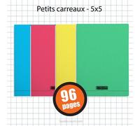 Carnet Polypro 90x140 96p Petits Carreaux 5x5 Assortiment Clairefontaine