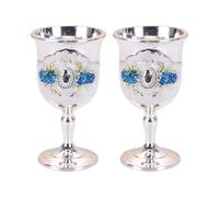 carotoe 2 pièces élégant verre à vin en métal gravé gobelet avec des motifs de fleurs européennes verres à shot pour la maison et la fête Elegant Party Shot Glasses