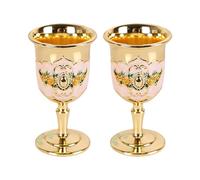 carotoe 2 pièces élégant verre à vin en métal gravé gobelet avec des motifs de fleurs européennes verres à shot pour la maison et la fête Elegant Party Shot Glasses