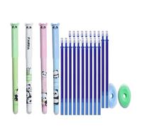 carotoe 4 pièces gel effaçable de dessin animé avec recharges de gommes pointe d ' aiguille de 0, 5 mm encres bleues à séchage rapide pour l ' écriture de journalisation fournitures de bureau