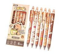 carotoe 6 pièces gel effaçable rétractable dessin animé encres bleues 0, 5 mm séchage rapide pour l ' écriture de journal outil d ' écriture de bureau encres thermosensibles