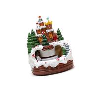 carotoe Boîte à Musique en résine de Cabine de noël avec Train Rotatif éclairé par LED, Figurine Musicale de Cabine de noël, décoration de Village en résine