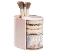 carotoe Boîte de Rangement pour organisateurs de Maquillage Multicouches, avec intégré pour bouffées et pinceaux, conteneur de Rangement pour cosmétiques Portables, étui de Maquillage Portable