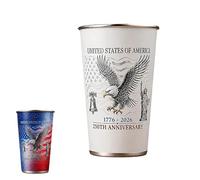 carotoe Tasses à changement de couleur activées à froid en acier inoxydable pour le 250e anniversaire, récipient patriotique Eaglet et Gonfalon de 17 oz pour le 4 juillet