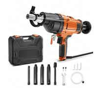 Carotteuse diamant portative 2000 W, perçage à sec et humide, vitesse variable 0-1800 tr/min, avec 4 forets pour béton, brique et pierre
