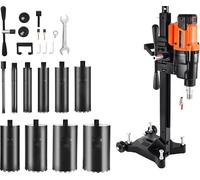 Carotteuse diamantée - Kit de carottage humide/sec - Diamètre de carottage max. 26 cm - 2500 W - Support de carottage - 10 couronnes de carottage - Vitesse réglable - Pour béton et brique