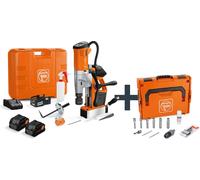 Carotteuse magnétique universelle sans fil Fein jusqu'à 35 mm avec kit utilisateur, AKBU 35 PMQW 18 V AS Construction-Site 2x 8 Ah Set 3/4 in Weldon/HSS NOVA 50