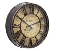 Carousel Home Horloge murale de 20 cm à effet antique, horloge ronde vieillie | Horloge murale Antique de Paris | Horloge murale de style vintage