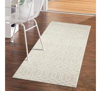 carpet city Tapis à poils courts pour salon, beige, 80 x 150 cm, rectangulaire, ornement, marocain, effet 3D, tapis modernes, à poils plats, pour chambre à coucher, salle à manger