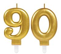 Carpeta Lot de 2 bougies numérotées en forme de chiffre 90 Doré 11 cm x 9 cm