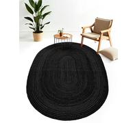 carpetfine Tapis Jute Nele Couleur Naturelle Anthracite 140x200 cm tissé à la Main en Jute | Tapis Naturel Moderne uni de Style Boho pour Salon et Chambre