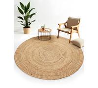 carpetfine Tapis Jute Nele Ronde Couleur Naturelle Beige Ø 200 cm tissé à la Main en Jute | Tapis Naturel Moderne uni de Style Boho pour Salon et Chambre.
