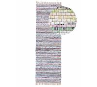 carpetfine Tapis tissé à Plat Kilim Chindi Couloir Beige 75x200 cm | Tapis Moderne pour Le Salon et la Chambre à Coucher