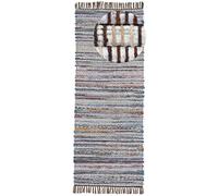 carpetfine Tapis tissé à Plat Kilim Chindi Couloir Marron 75x200 cm | Tapis Moderne pour Le Salon et la Chambre à Coucher