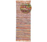 carpetfine Tapis tissé à Plat Kilim Chindi Couloir Orange 80x300 cm | Tapis Moderne pour Le Salon et la Chambre à Coucher