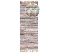 carpetfine Tapis tissé à Plat Kilim Chindi Couloir Taupe 80x400 cm | Tapis Moderne pour Le Salon et la Chambre à Coucher