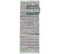 carpetfine Tapis tissé à Plat Kilim Chindi Couloir Vert 75x200 cm | Tapis Moderne pour Le Salon et la Chambre à Coucher