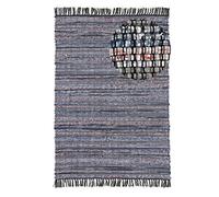 carpetfine Tapis tissé à Plat Kilim Chindi Noir 60x110 cm | Tapis Moderne pour Le Salon et la Chambre à Coucher