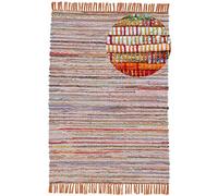 carpetfine Tapis tissé à Plat Kilim Chindi Orange 80x150 cm | Tapis Moderne pour Le Salon et la Chambre à Coucher
