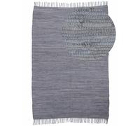 carpetfine Tapis tissé à Plat Kilim Chindi Uni Couloir Gris Clair 70x140 cm | Tapis Moderne pour Le Salon et la Chambre à Coucher