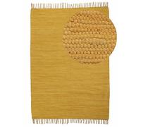 carpetfine Tapis tissé à Plat Kilim Chindi Uni Couloir Jaune 60x90 cm | Tapis Moderne pour Le Salon et la Chambre à Coucher