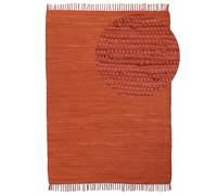 carpetfine Tapis tissé à Plat Kilim Chindi Uni Couloir Orange 190x290 cm | Tapis Moderne pour Le Salon et la Chambre à Coucher