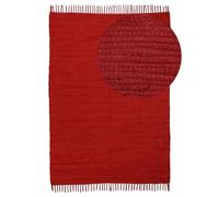 carpetfine Tapis tissé à Plat Kilim Chindi Uni Couloir Rouge 190x290 cm | Tapis Moderne pour Le Salon et la Chambre à Coucher