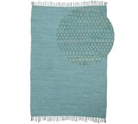carpetfine Tapis tissé à Plat Kilim Chindi Uni Couloir Turquoise 60x90 cm | Tapis Moderne pour Le Salon et la Chambre à Coucher