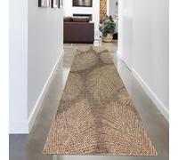 CARPETIA Tapis de Couloir Couloir intérieur/extérieur résistant aux intempéries avec Motif Intemporel de Feuilles Beige Marron 80 x 250 cm