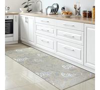 CARPETIA Tapis de Couloir Moderne pour la Cuisine Tapis de Cuisine Beige Facile d'entretien et Lavable Design : Inscription Coffee Love Fresh Hot en Blanc - 80 x 250 cm