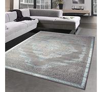 CARPETIA Tapis d'Orient somptueusement décoré • entrée • Turquoise-Argent Brillant, 160 x 230 cm