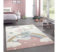 CARPETIA Tapis Enfants Tapis de Jeu Tapis bébé Fille sirène Princesse Rose Größe 160x230 cm