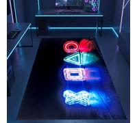 CARPETIA Tapis Gaming-Raum antidérapant Plat Facile d'entretien résistant Salon Chambre Jeunes Design Moderne Toucher agréable décoration stylée en Noir & Couleurs néon 120 x 160 cm