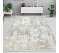 CARPETIA Tapis pour salon, salle à manger, chambre à coucher, design vintage, à poils courts, facile d'entretien, surface douce, motif discret, polyester, adapté au chauffage au sol, beige, 80 x 150