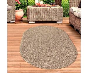 CARPETIA Tapis résistant intérieur et extérieur Moderne Aspect Jute Balcon terrasse Salle à Manger 140x200 cm Oval