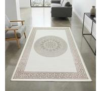 CARPETIA Tapis Salon à Poils Courts Effet Brillant Ornements Couloir Entrée Court Orient Charmant Orient crème Beige 80 x 150 cm