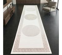 CARPETIA Tapis Salon à Poils Courts Effet Brillant Ornements Couloir Entrée Court Oriental envoûtant Orient crème Beige 80 x 300 cm