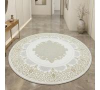 CARPETIA Tapis Salon Chambre à Coucher Orient Court élégant Noble Ornements Brillant méandres crème Or 120 cm Rond
