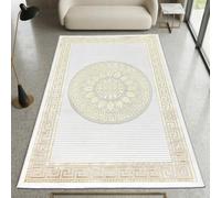 CARPETIA Tapis Salon Chambre d'amis à Poil Court Oriental élégant Noble Ornements Effet Brillant méandres crème Or 120 x 170 cm