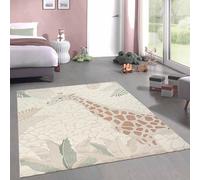 CARPETIA Tapis Tapis de Jeu pour Chambre d'enfant Moelleux Facile d'entretien résistant Girafe Nature crème Vert, 120 x 170 cm